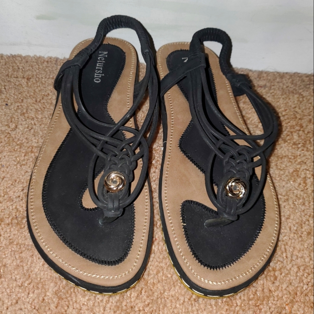Womens strappy black sandals